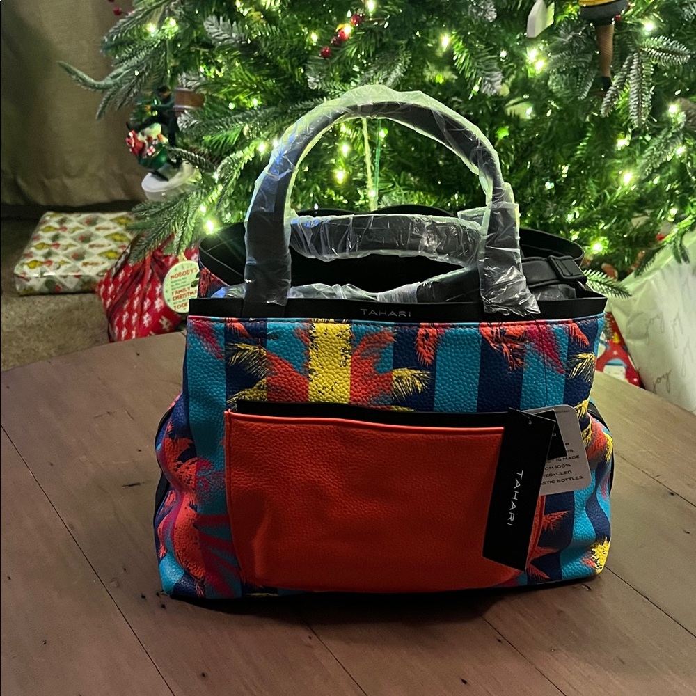 Tahari Colorful Palm Tree Tote Bag - Picture 2 of 7